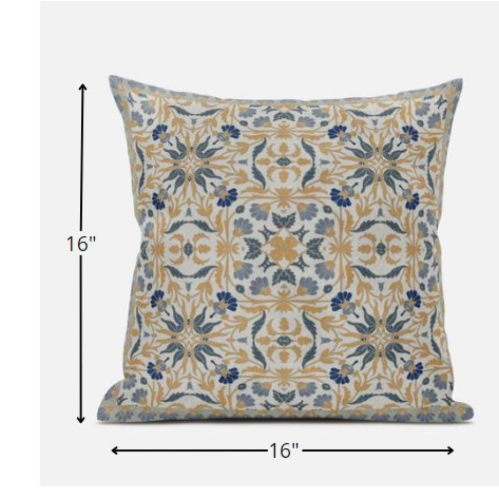 16” Gray Orange Paisley Zippered Suede Throw Pillow