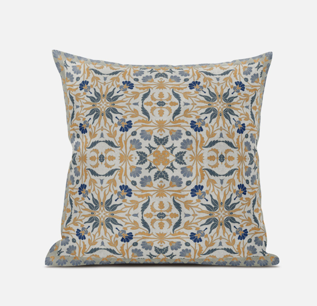 18” Gray Orange Paisley Zippered Suede Throw Pillow