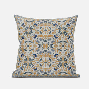 18” Gray Orange Paisley Zippered Suede Throw Pillow