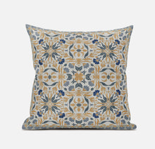 18” Gray Orange Paisley Zippered Suede Throw Pillow