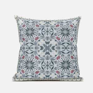 16” Powder Blue Paisley Zippered Suede Throw Pillow