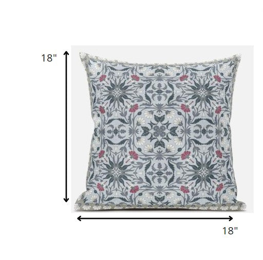 18” Powder Blue Paisley Zippered Suede Throw Pillow