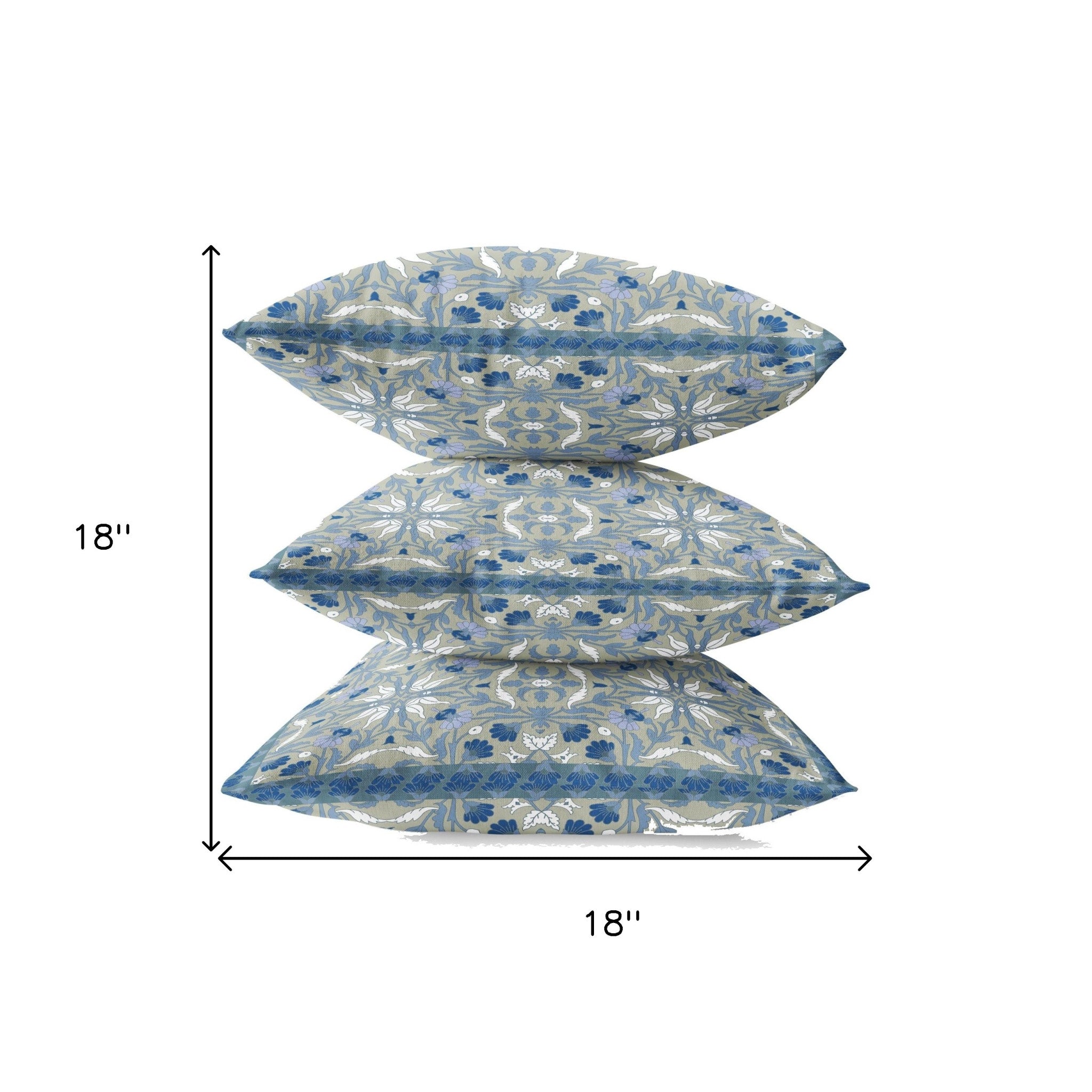 18” Gray Indigo Paisley Zippered Suede Throw Pillow