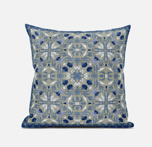 18” Gray Indigo Paisley Zippered Suede Throw Pillow
