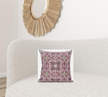 16” Magenta White Paisley Zippered Suede Throw Pillow