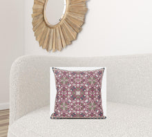18” Magenta White Paisley Zippered Suede Throw Pillow