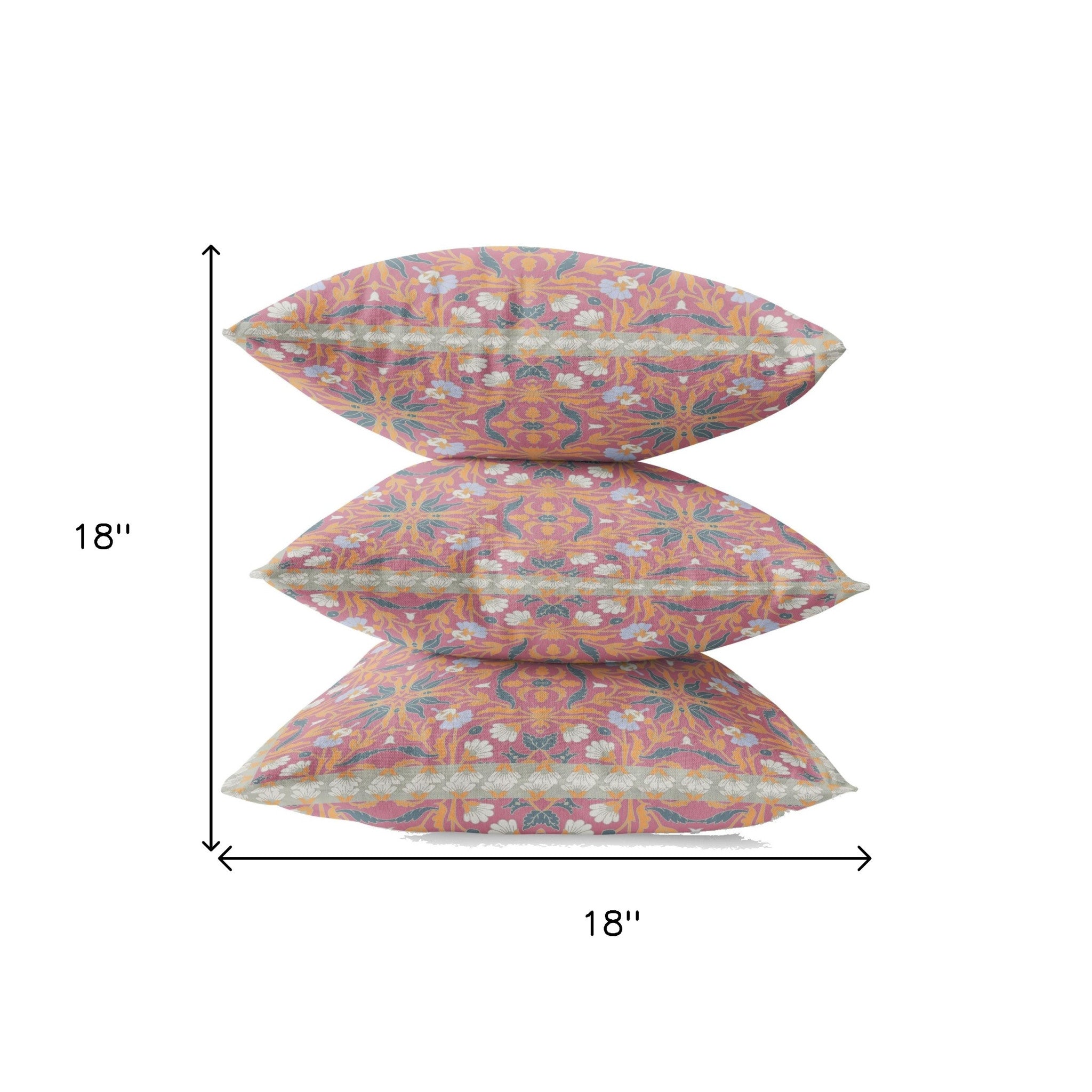 18” Magenta Orange Paisley Zippered Suede Throw Pillow