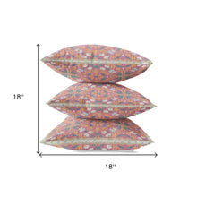 18” Magenta Orange Paisley Zippered Suede Throw Pillow