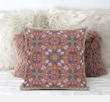18” Magenta Orange Paisley Zippered Suede Throw Pillow