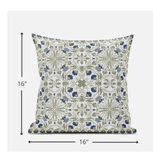 16” White Green Paisley Zippered Suede Throw Pillow