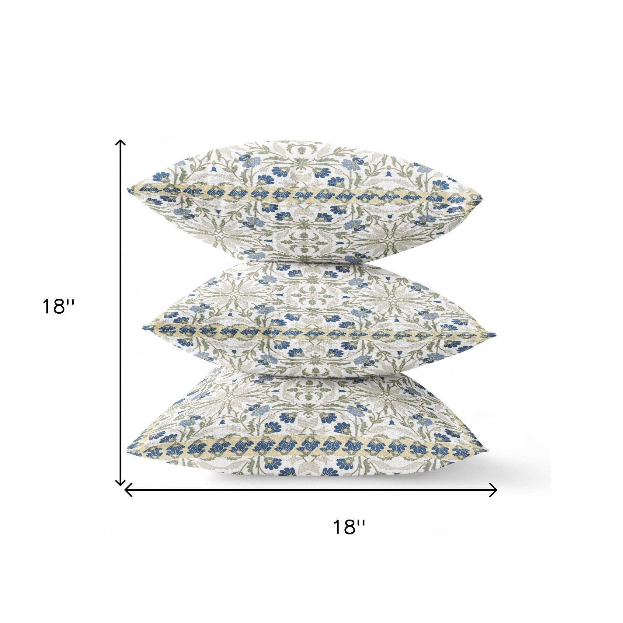 18” White Green Paisley Zippered Suede Throw Pillow