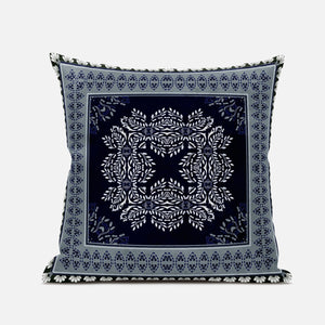 16" X 16" Gray And Orange Zippered Geometric Indoor Outdoor Throw Pillow