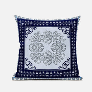 16" X 16" White And Green Zippered Geometric Indoor Outdoor Throw Pillow
