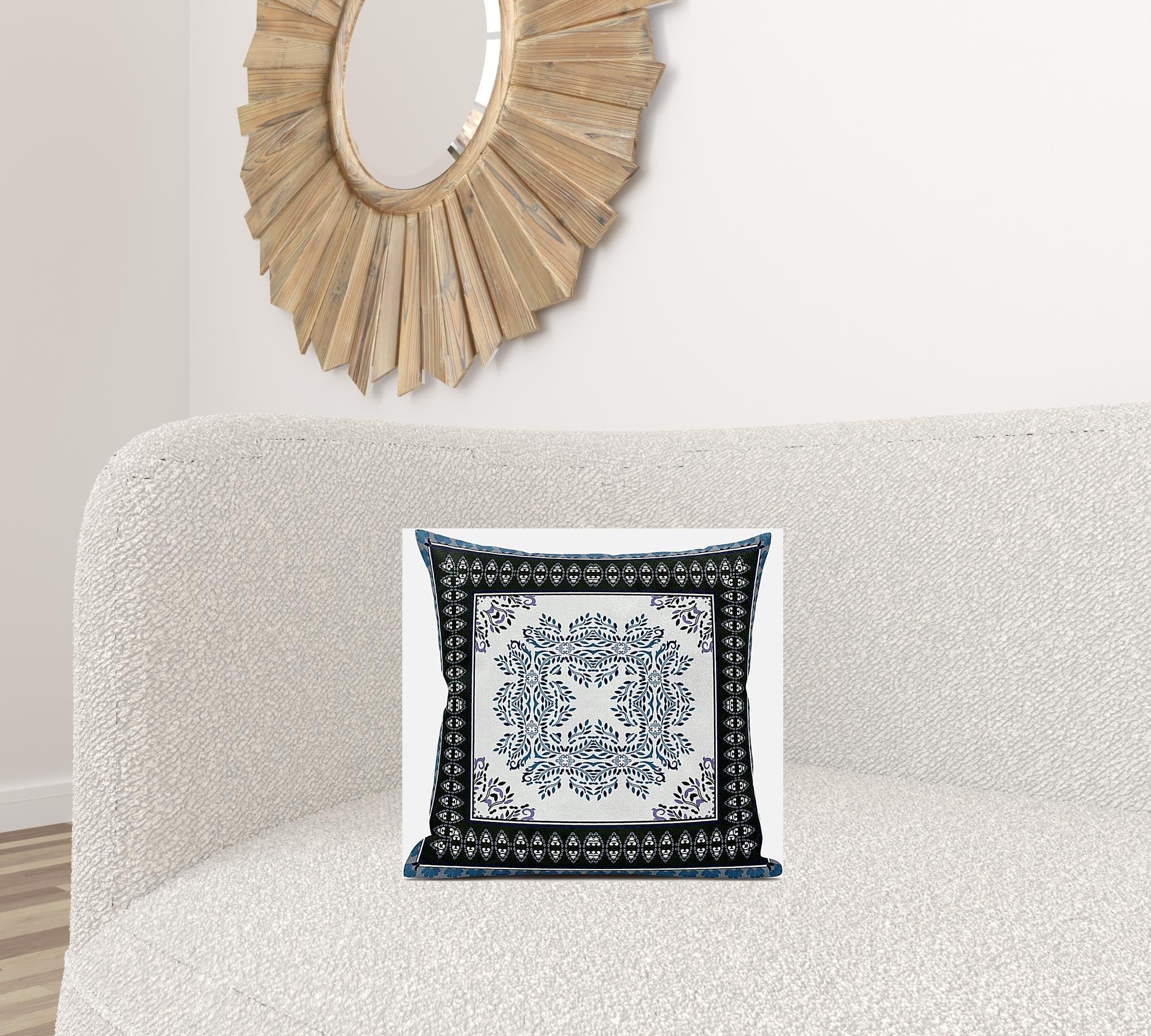 16" X 16" Cream Orange Geometric Zippered Suede Throw Pillow