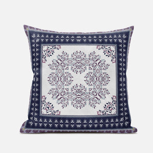 16" X 16" Cream And Blue Zippered Geometric Indoor Outdoor Throw Pillow