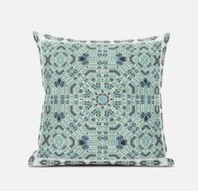 16” Aqua Geostar Zippered Suede Throw Pillow