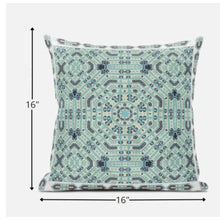 16” Aqua Geostar Zippered Suede Throw Pillow