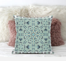 18” Aqua Geostar Zippered Suede Throw Pillow