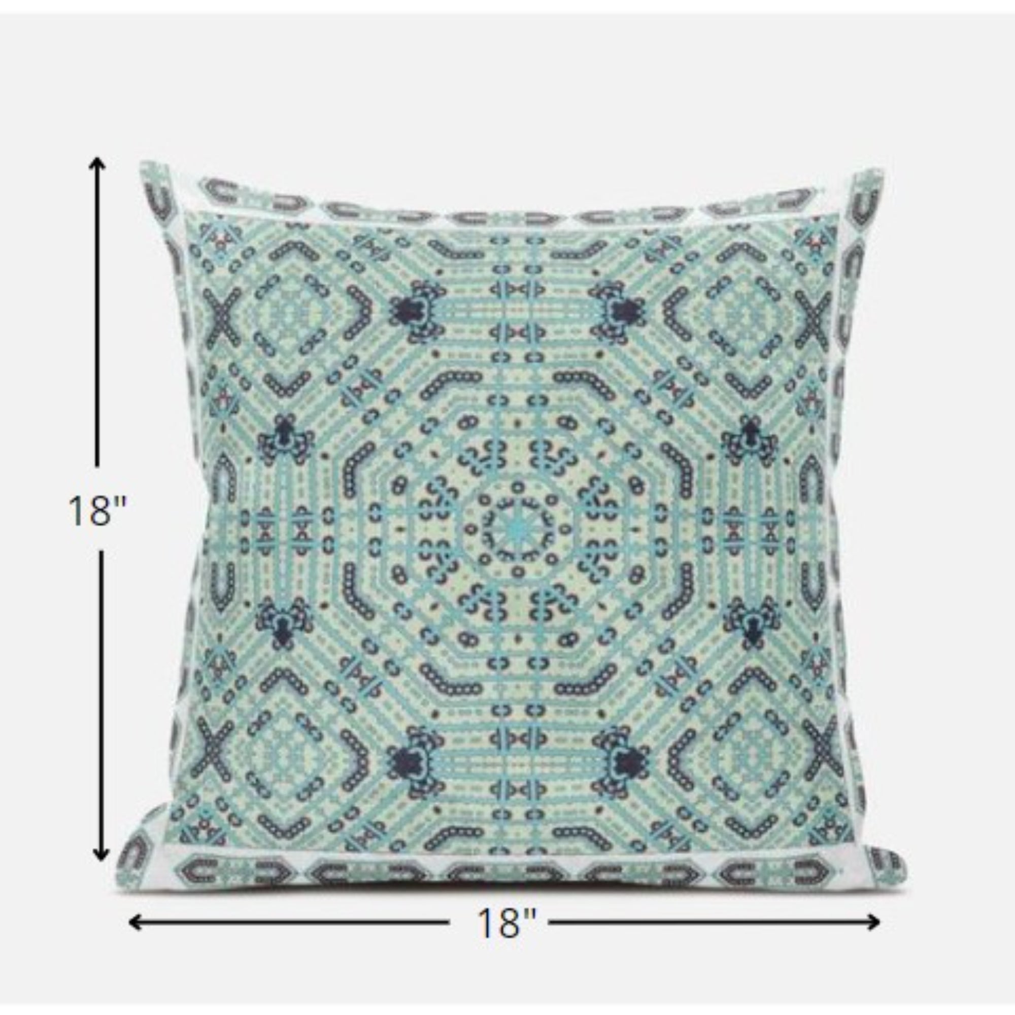 18” Aqua Geostar Zippered Suede Throw Pillow