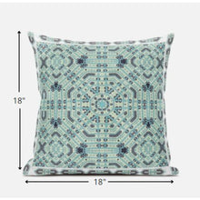 18” Aqua Geostar Zippered Suede Throw Pillow