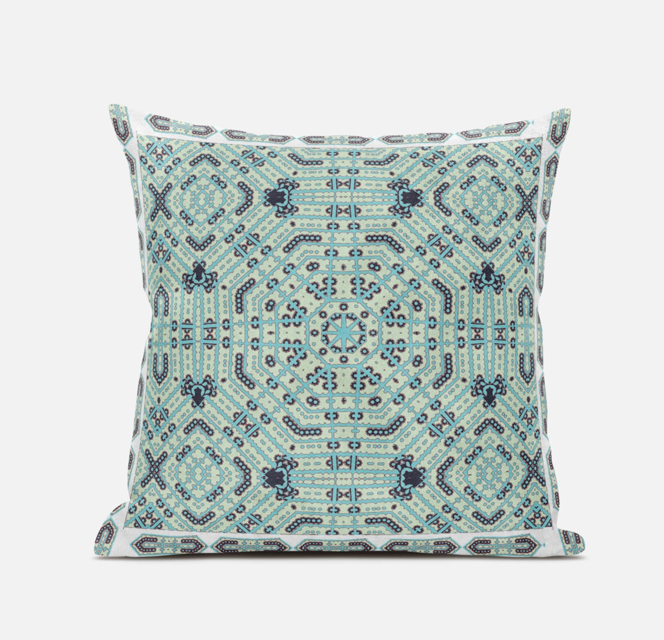 18” Aqua Geostar Zippered Suede Throw Pillow