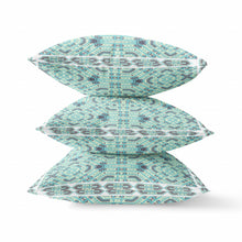 18” Aqua Geostar Zippered Suede Throw Pillow