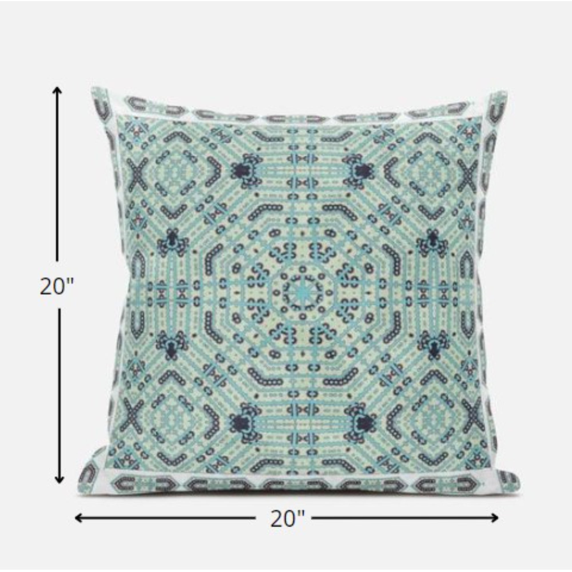18” Aqua Geostar Zippered Suede Throw Pillow