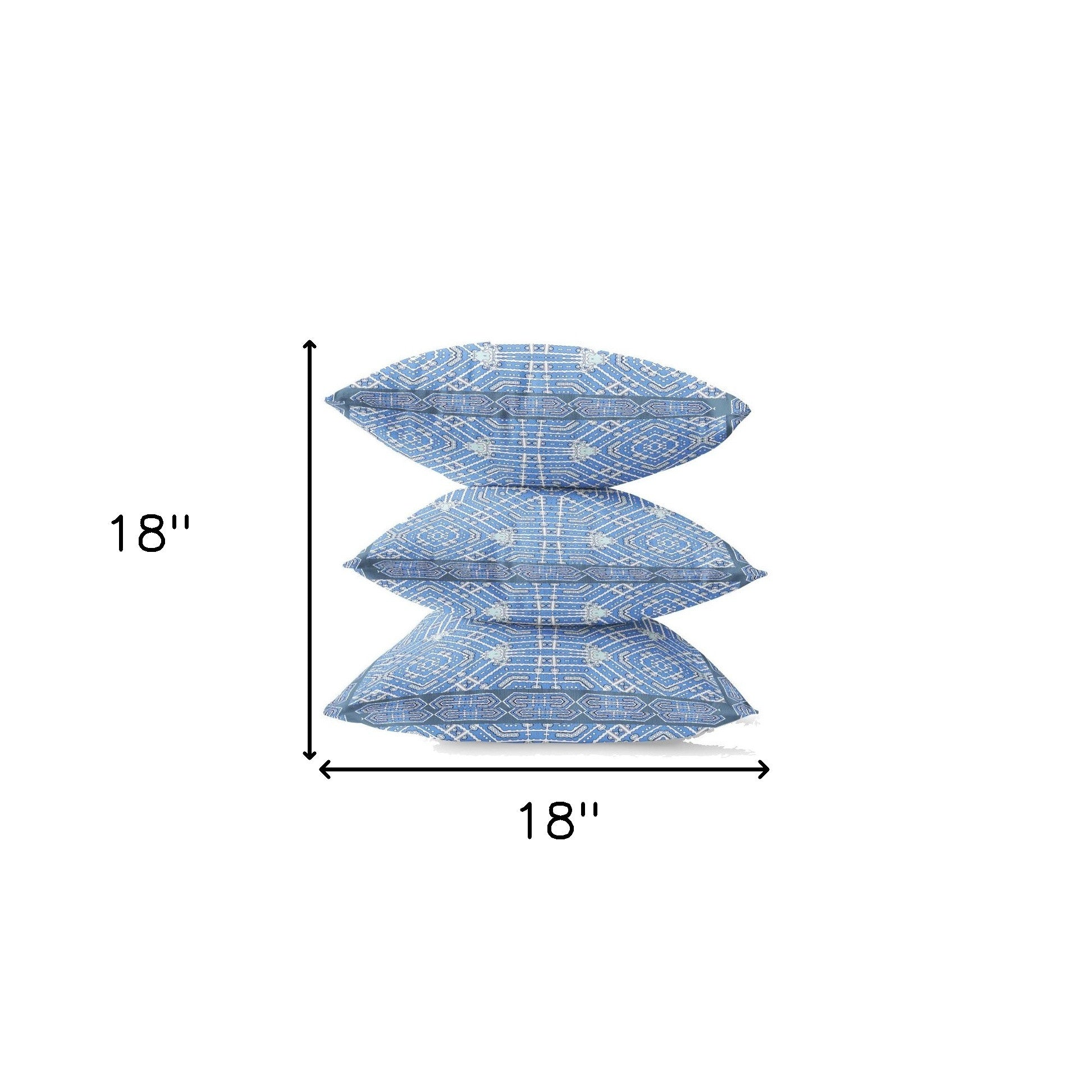 18” Blue White Geostar Zippered Suede Throw Pillow