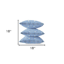 18” Blue White Geostar Zippered Suede Throw Pillow