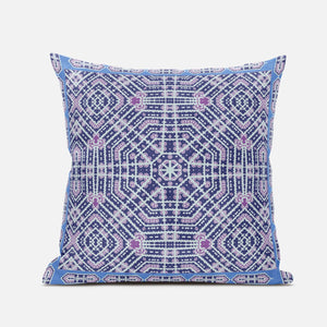 16” Lilac Blue Geostar Zippered Suede Throw Pillow