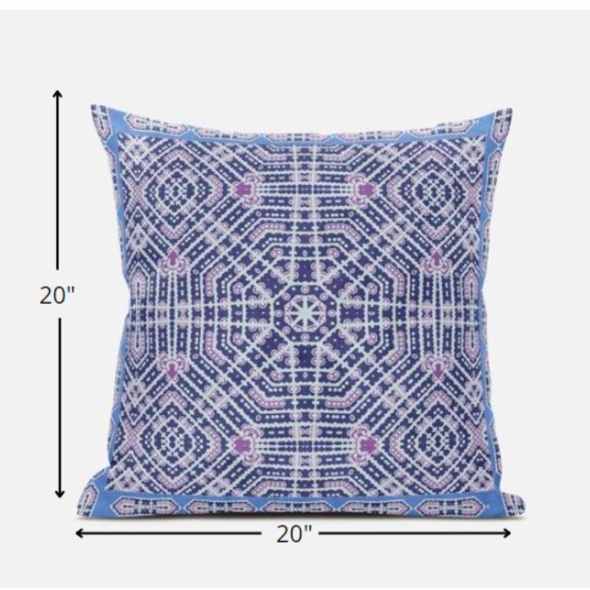 18” Lilac Blue Geostar Zippered Suede Throw Pillow