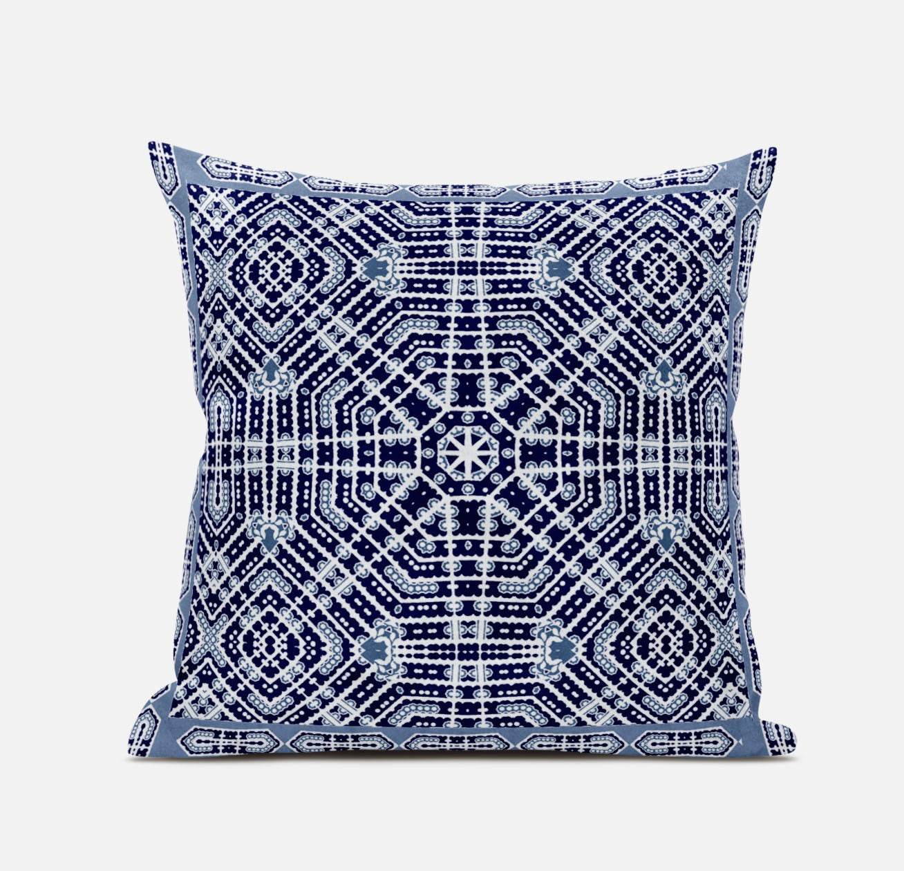16” Indigo Blue Geostar Zippered Suede Throw Pillow