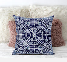 16” Indigo Blue Geostar Zippered Suede Throw Pillow