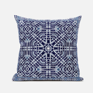 18” Indigo Blue Geostar Zippered Suede Throw Pillow