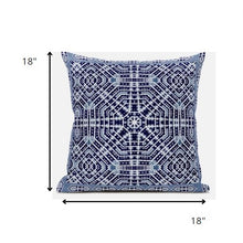 18” Indigo Blue Geostar Zippered Suede Throw Pillow