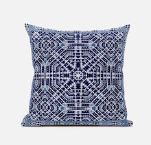 18” Indigo Blue Geostar Zippered Suede Throw Pillow