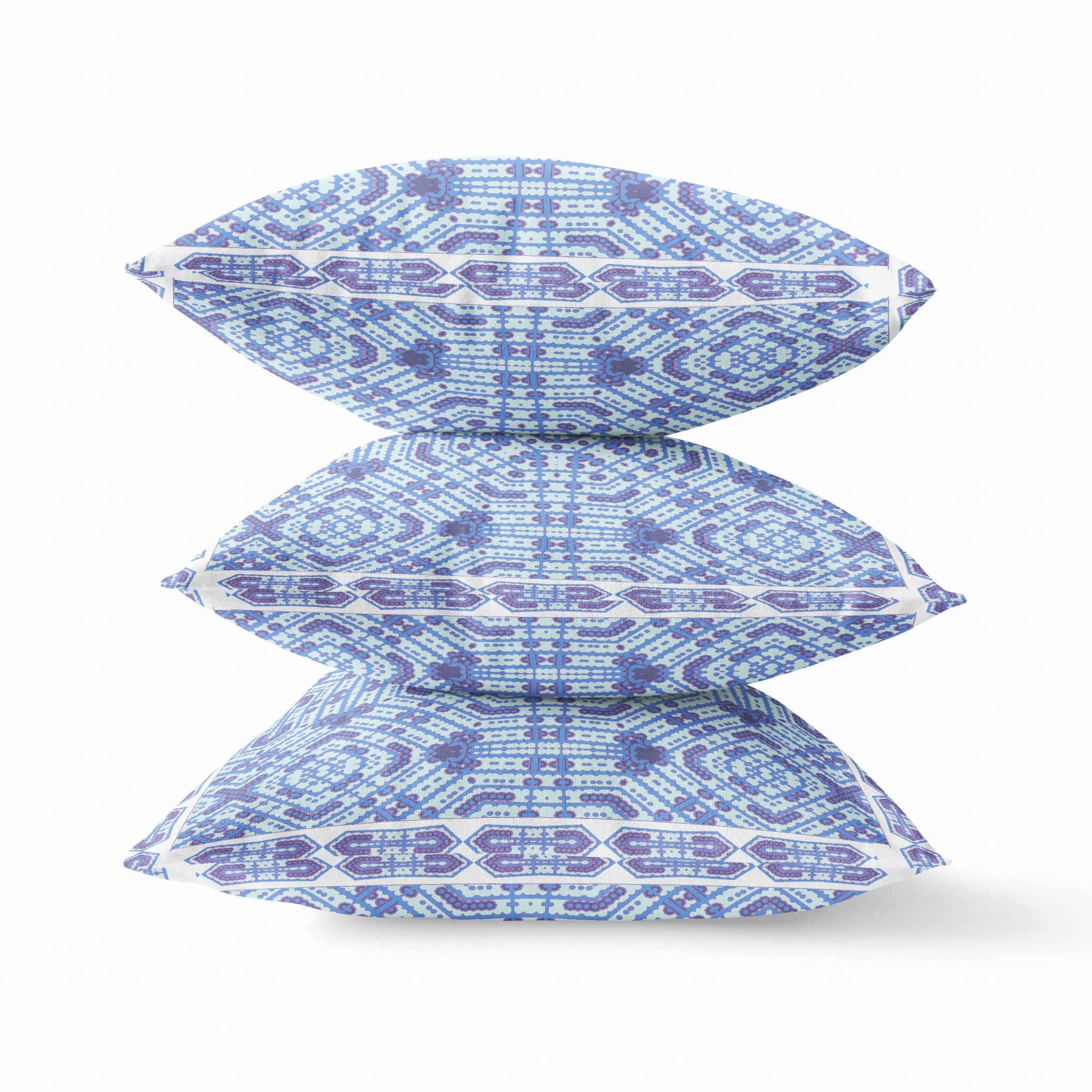 16” Cyan Blue Geostar Zippered Suede Throw Pillow