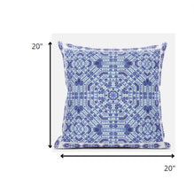 18” Cyan Blue Geostar Zippered Suede Throw Pillow