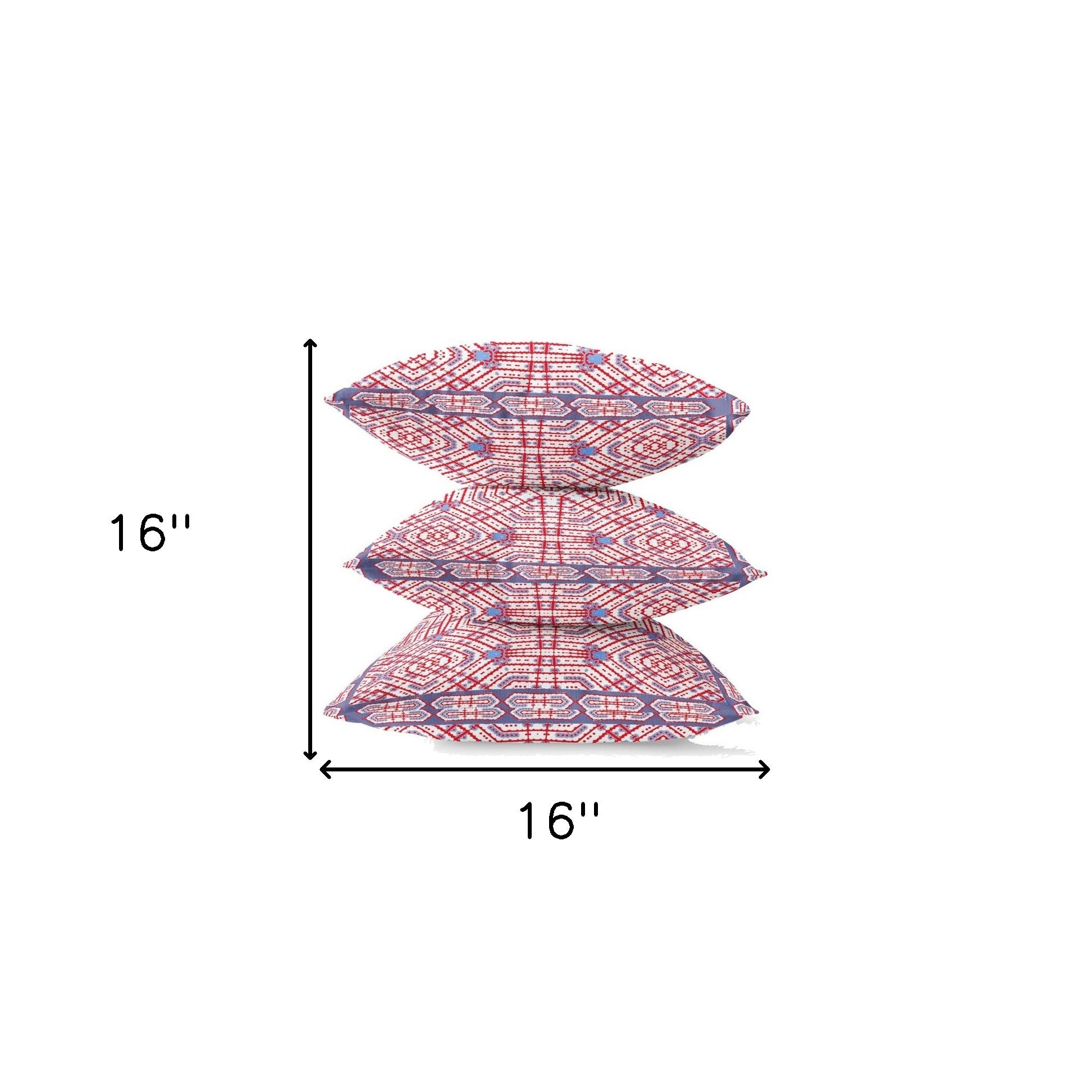 16” Red White Geostar Zippered Suede Throw Pillow