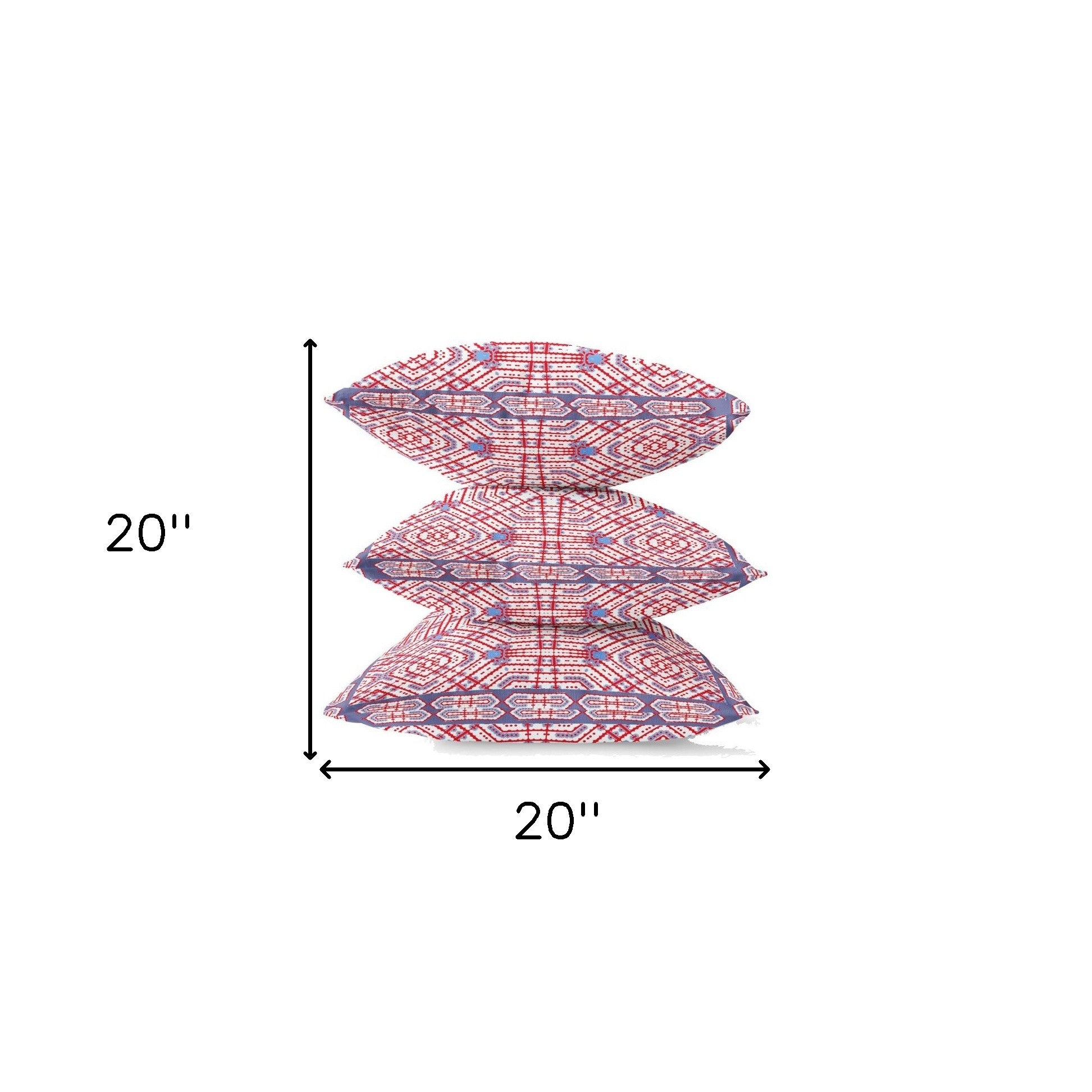 18” Red White Geostar Zippered Suede Throw Pillow