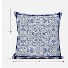 16” Blue Gray Geostar Zippered Suede Throw Pillow