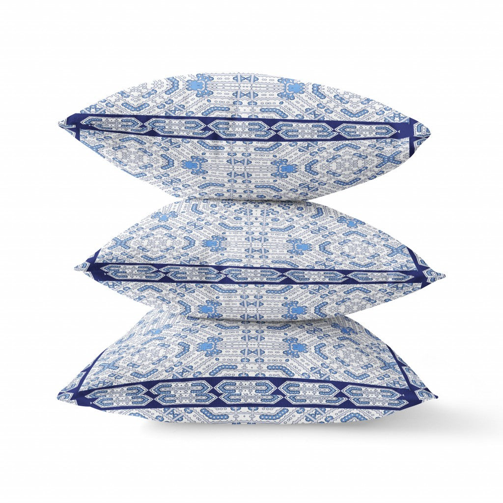 18” Blue Gray Geostar Zippered Suede Throw Pillow