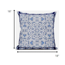 18” Blue Gray Geostar Zippered Suede Throw Pillow