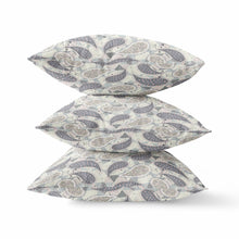 16” Gray Cream Boho Paisley Indoor Outdoor Throw Pillow