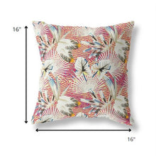 16” White Red Tropical Indoor Outdoor Throw Pillow
