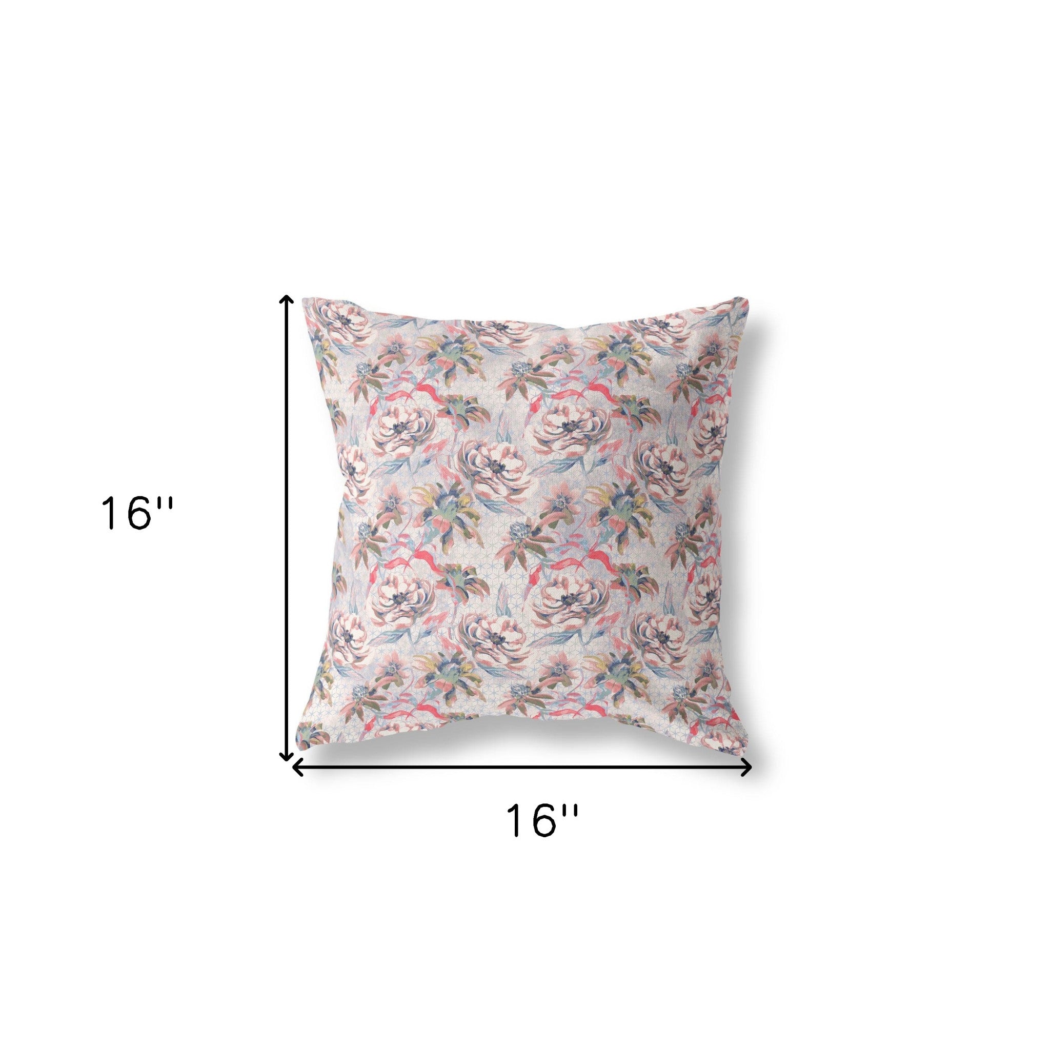 16” Lavender Pink Roses Indoor Outdoor Throw Pillow
