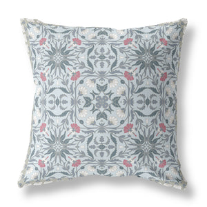 16” Powder Blue Paisley Indoor Outdoor Throw Pillow