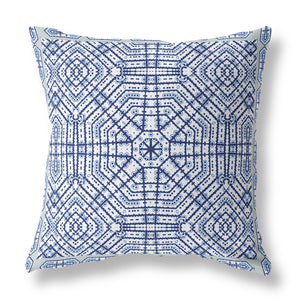 16” Navy White Geostar Indoor Outdoor Throw Pillow