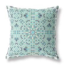 16” Aqua Geostar Indoor Outdoor Throw Pillow