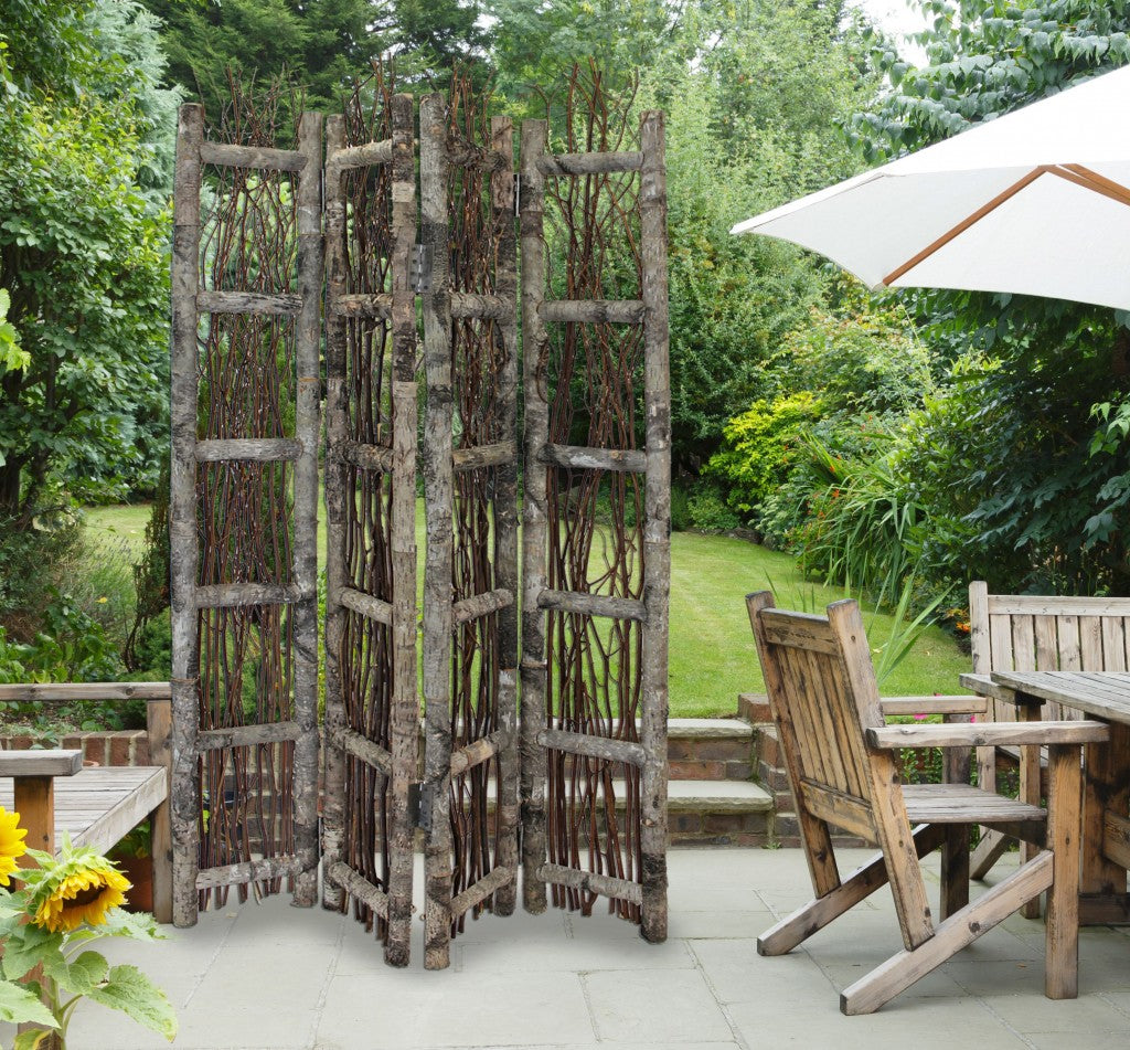 土質樺木和樹枝四面板房間隔斷屏風